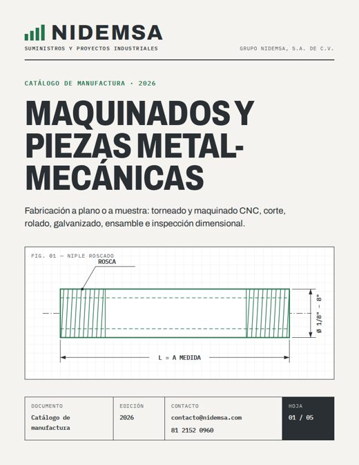 Portada del catálogo de maquinados y piezas metal-mecánicas